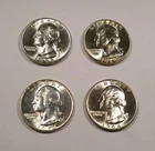 LOT OF 4 BU WASHINGTON QUARTERS 1959-D 1960-D 1962 1964-D 0.7233 oz SILVER 25c
