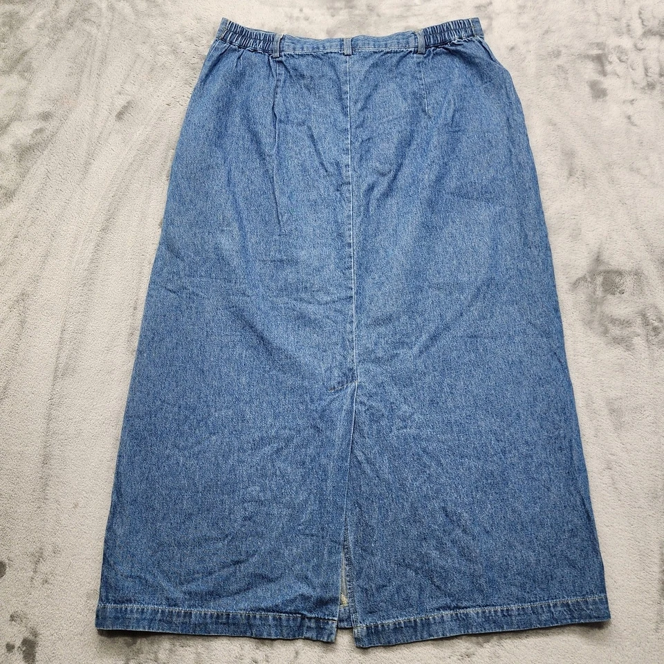 Saia esportiva feminina vintage anos 90 Sag Harbor azul denim midi lápis faroeste - Imagem 3 de 4