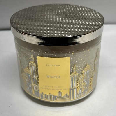 NEW BATH & BODY WORKS WHITE BARN WINTER SCENT 3-WICK 14.5oz CANDLE WOODS +PINE +