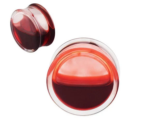 Acrylic Plugs Red Liquid Blood Tunnels Earrings Piercing Expanders Gauge Fashion - Image 4 of 4
