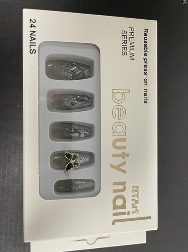 24 Pcs Press On Nails Black Fake Nails Artificial Finger Manicure False Nails