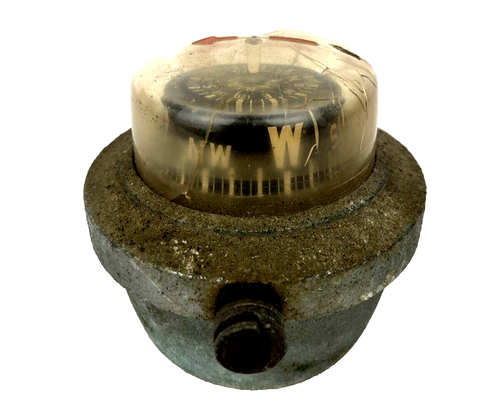 Vintage Boat Compass Aqua Meter Maritime Marine Nautical Chrome Roseland NJ USA - Picture 3 of 9