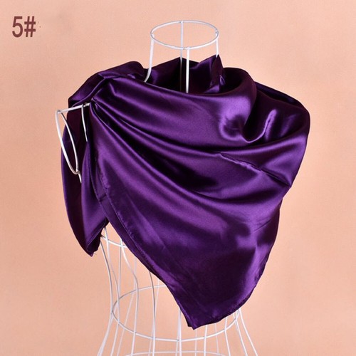 Silk Satin Scarf Solid Color Silky Neckerchief Hair Scarves Headband Headscarf - Picture 29 of 39