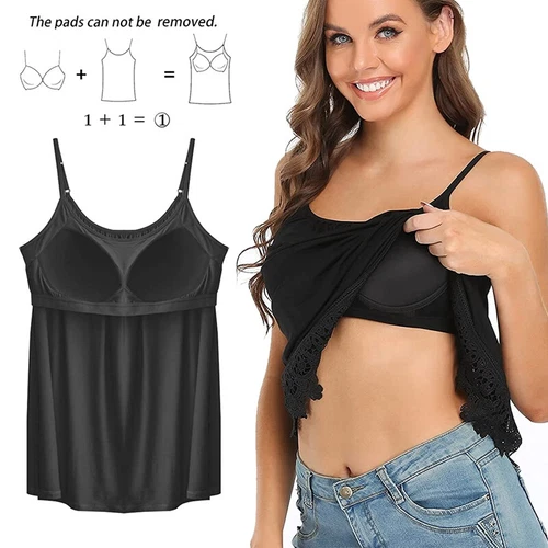 Women's Spaghetti Strap Tunic Tank Top Loose Fit Casual Blouse Soft Flowy Cami - Picture 5 of 37