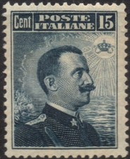 ITALIA REGNO 1911 -96 - MNH**  DIFETTI 15 c. Michetti a destra III tipo #R#K3N