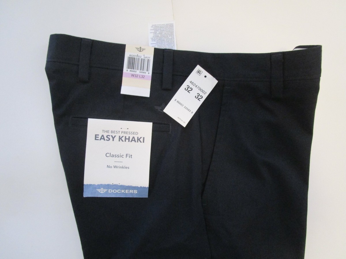 Men's Dockers Clasic Chino Pants, New Navy Stretch Easy Khaki No