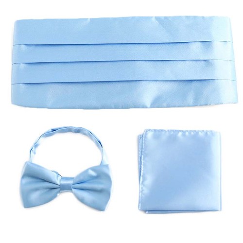 Men's Formal Adjustable Cummerbund Bow Tie Hanky Set Wedding Prom Tuxedo Suit - Picture 17 of 30