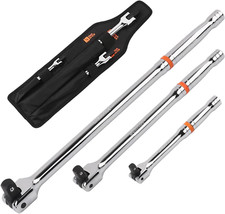 3-Piece Breaker Bar Set, 1/4'', 3/8''  1/2'' Drive, Heavy Duty Breaker Bars, 6'