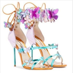 purple butterfly lace up heels