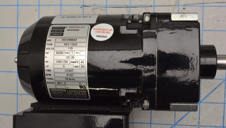 04-707898-04 / GEARMOTOR, NCI-13D3, 115V / BODINE ELECTRIC COMPANY - Image 2 of 4