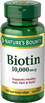 Nature's Bounty Biotin Softgels, 10,000 mcg, 120 Ct, softgel de biotina..+