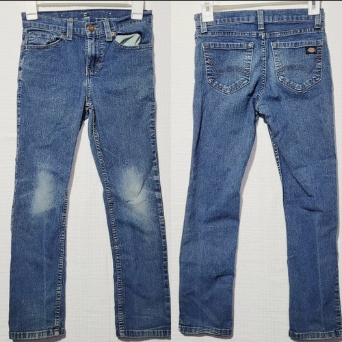 DICKIES Boys Straight Jeans Size 10 Regular Dark Blue Wash