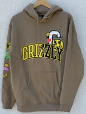Grizzly Grip Tape Hoodie Smiley World Colab Beige Small MSRP $78 Rare