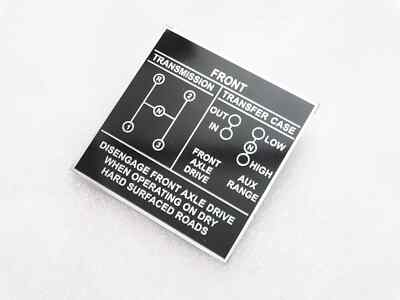 Data Plate Shift Pattern Aluminum Made Fits Jeep Ford GPW Standard