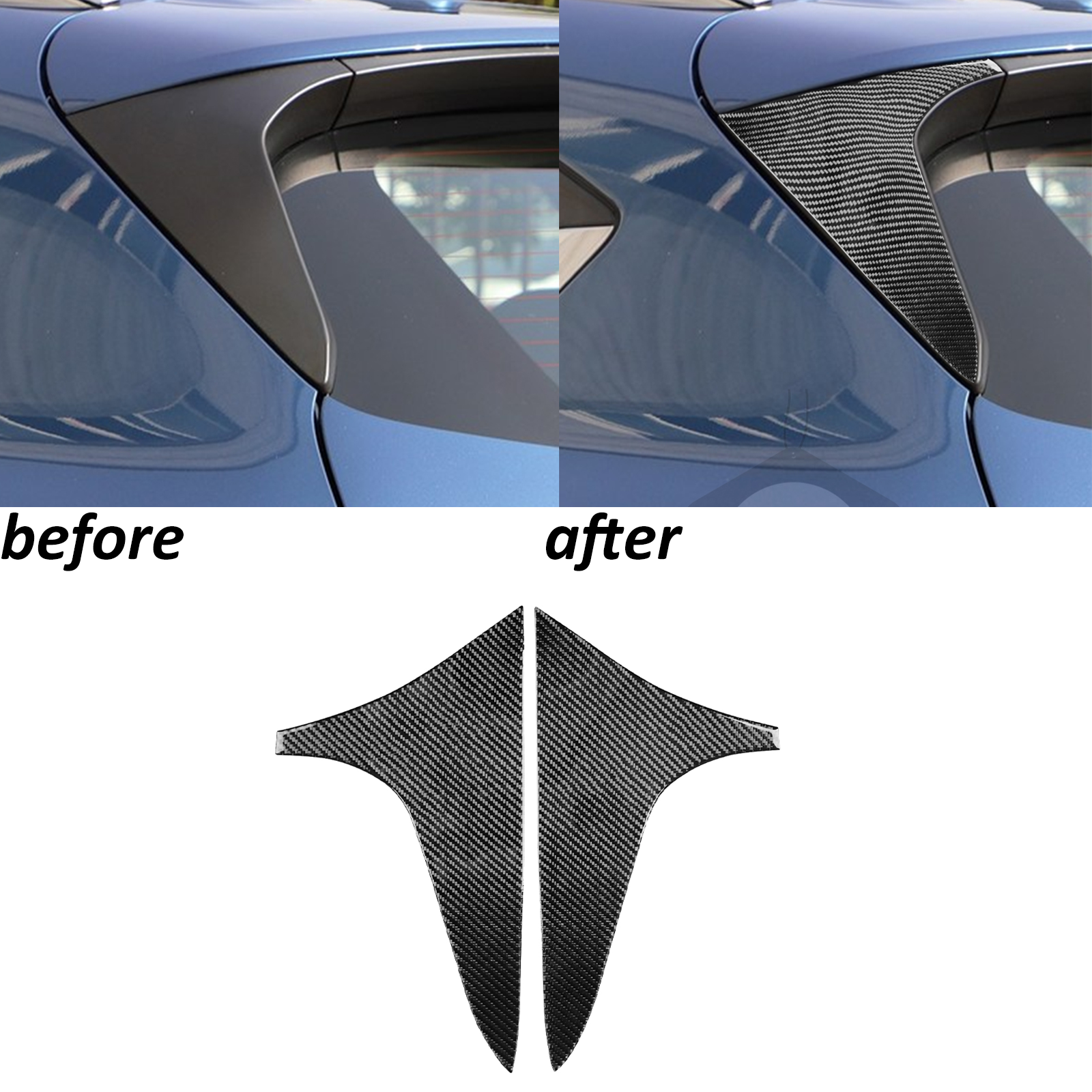 Real Carbon Fiber Rear Exterior Triangle Window Panel Trim For Mazda CX-5 15-16