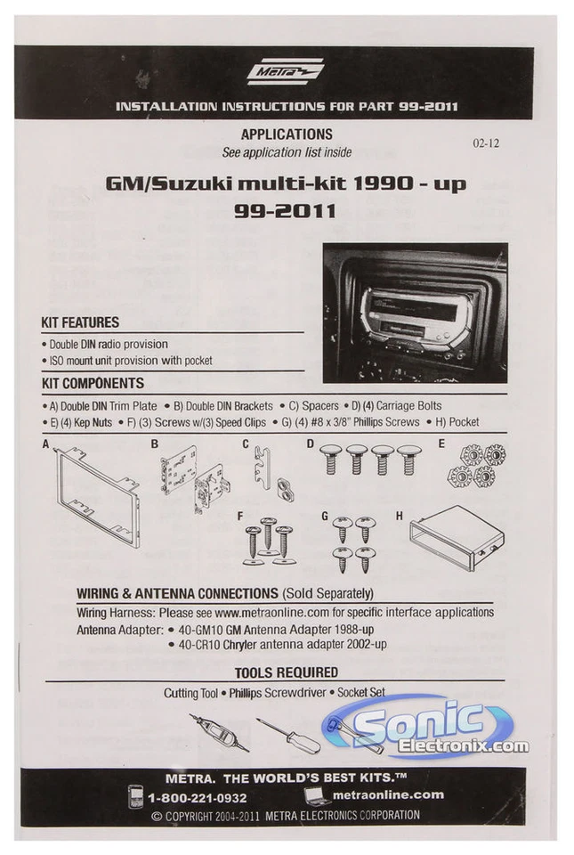 Kit de tablero de instalación DIN simple/doble Metra 99-2011 1990+ vehículos GM/Suzuki Foto 4 de 4