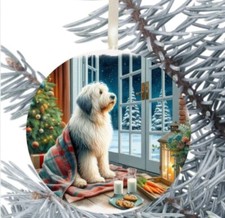 Old English Sheepdog Dog Hanging Bauble Gift Present Decoration Christmas 