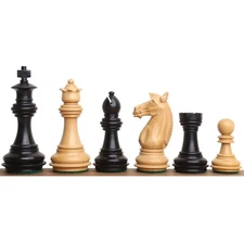 3.4" Meghdoot Series Staunton Chess Pieces Only set - Weighted Ebonised Boxwood