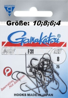 Gamakatsu F31 Größe #4 #6 #8 #10 #12 #14  black 25 Haken Fliegenbinden Japan