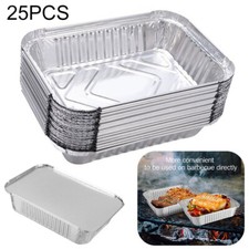 25x Foil Trays Tin W/ Lids BBQ Dishes Containers Tray Bake Catering Cake Tin UK