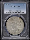 1922-S $1 Peace Silver Dollar PCGS AU 50