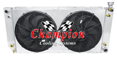 ER Champion 3 Row Radiator,16'' Fans,Shroud-1994 1995 Chevrolet C/K Series V8 Eng