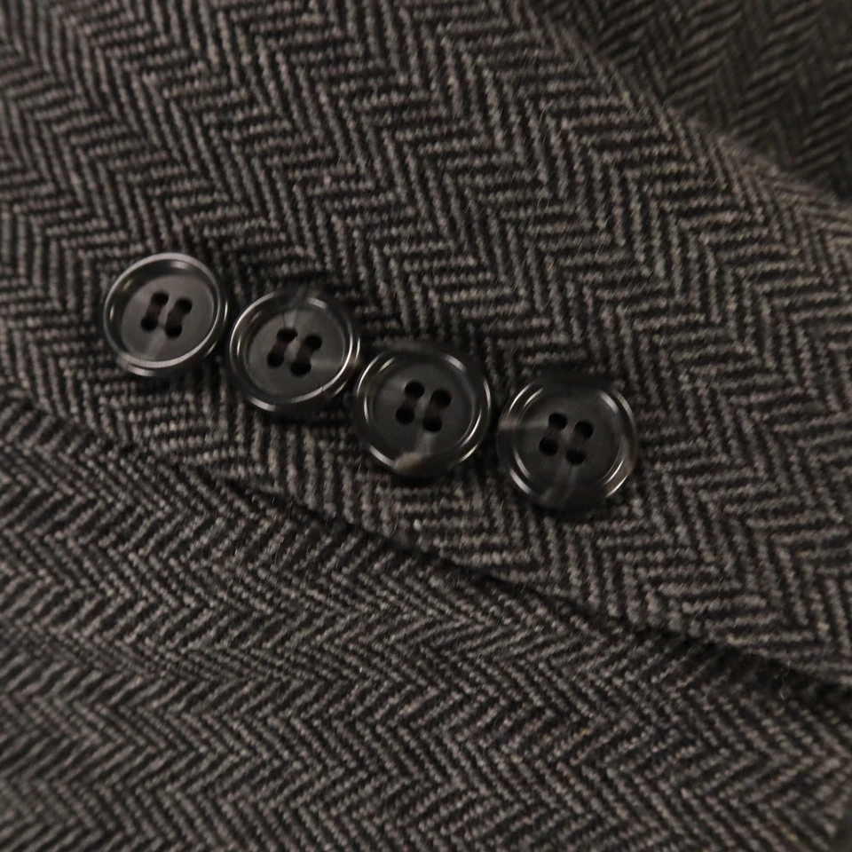 VTG Tweed Jacket XL XLT Gray Herringbone 100% Wool Lambswool Blazer 46L - Image 4 of 4