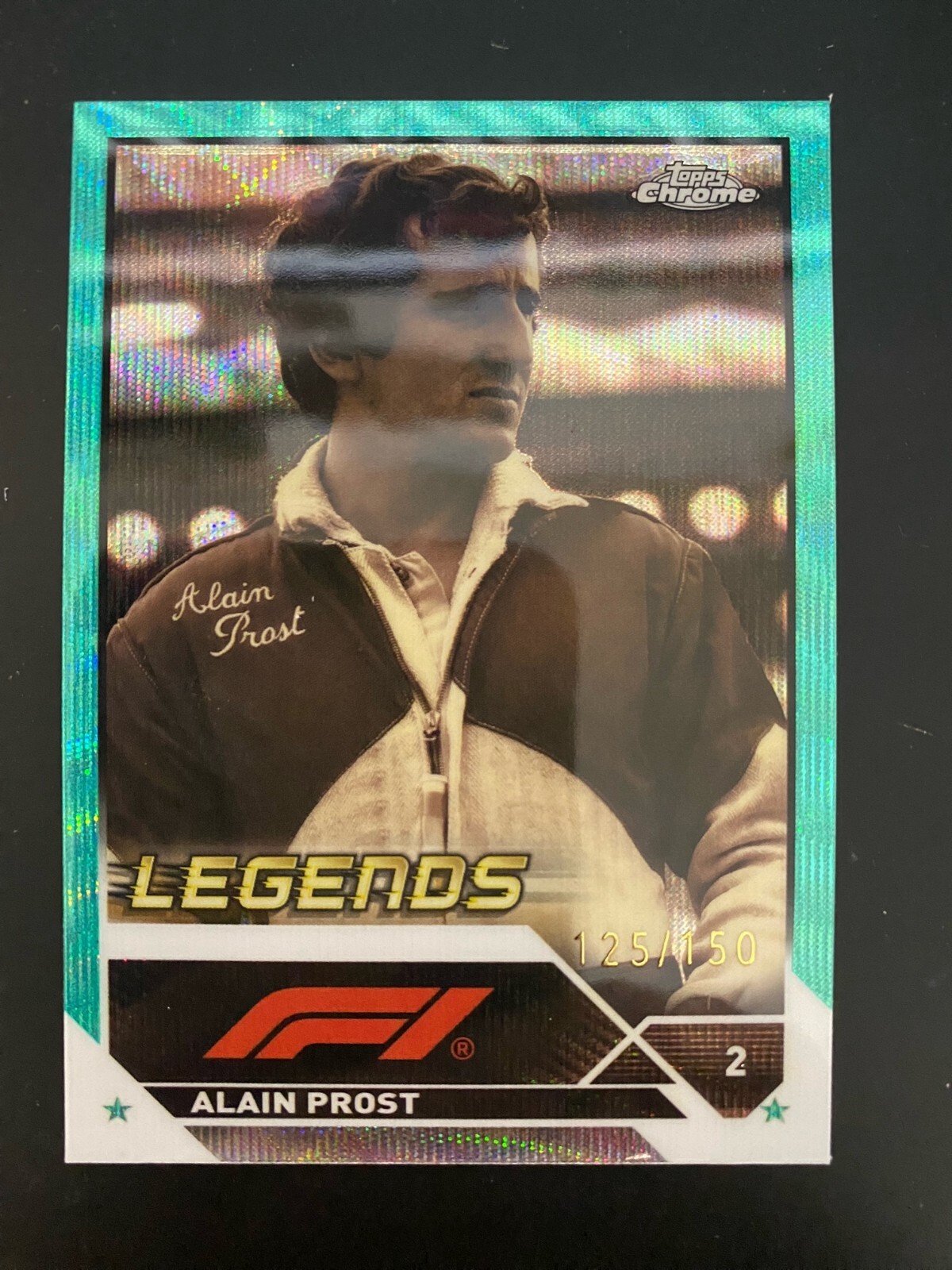 2023 Topps Chrome Formula 1 F1 Legends Alain Prost #196 Aqua Wave Refractor /150