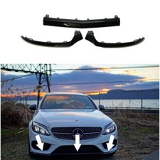 3x Front Spoiler Lippe Stoßstange Schwarz für Mercedes Benz W205 C-Klasse AMG