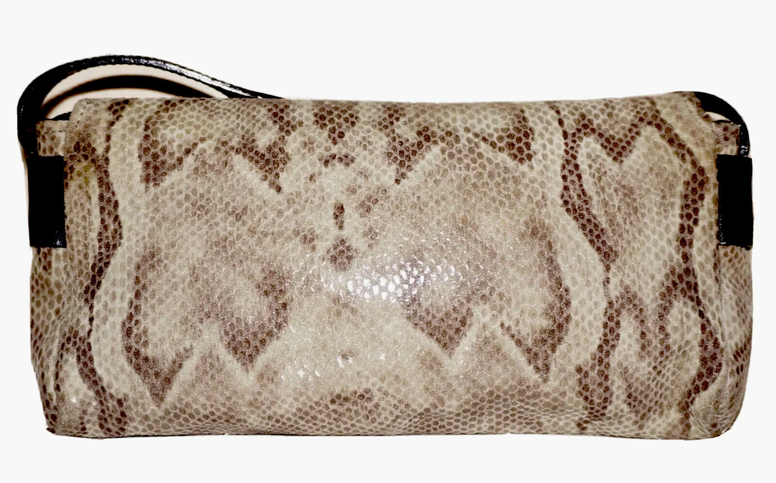 CECCONI Small Beige Python Printed & Black Leathe… - image 9