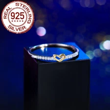 Top Sterling Silver 925 Cubic Zirconia Gold Plated Heart Shaped Engagement Ring