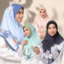 Malaysia Chiffon Hijabs Shawl Fashion Women Floral Print Head Wrap Long Scarf