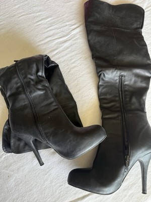 Women s Shoedazzle Leather Black Knee High Boots Size 8 Never Worn