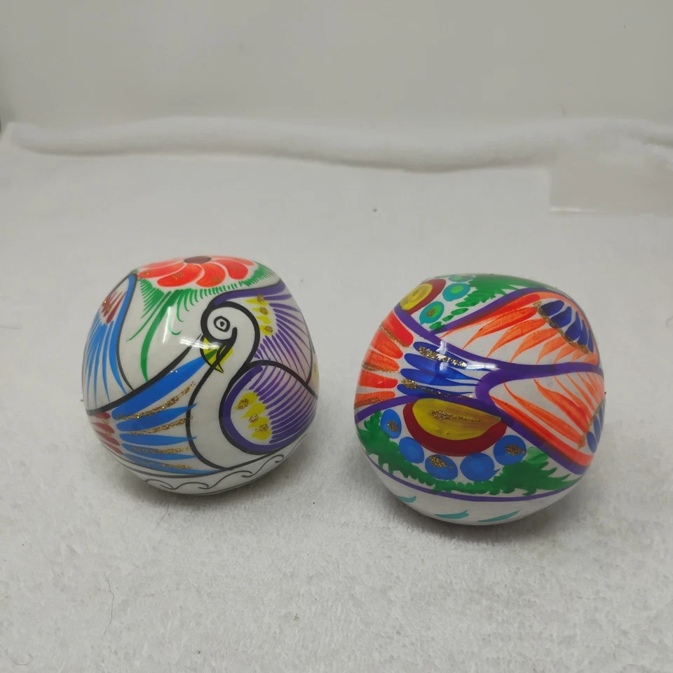 Skull Hand Painted Clay Ceramic Mexico Day of the Dead Sugar Folk Art Halloween - Image 4 of 4