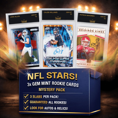3x NFL Stars Gem Mint Football Rookie Cards Mystery Pack   HOFSM 10 Graded