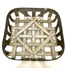 Tobacco Basket/Tray~Woven Metal~Home Decor~Fruit, Bread, Christmas Greens