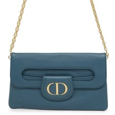 Dior Caro ChainShoulder Clutch Bag Leather Blue M8641U