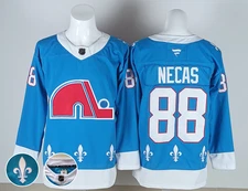 Men's Martin Necas #88 Blue Quebec Nordiques Colorado Avalanche ALL Embroidered