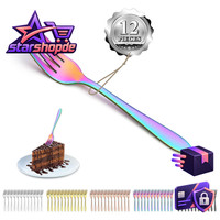 Dessertgabeln 12 StüCk 14Cm Edelstahl Titan Beschichtet Hochglanzpoliert