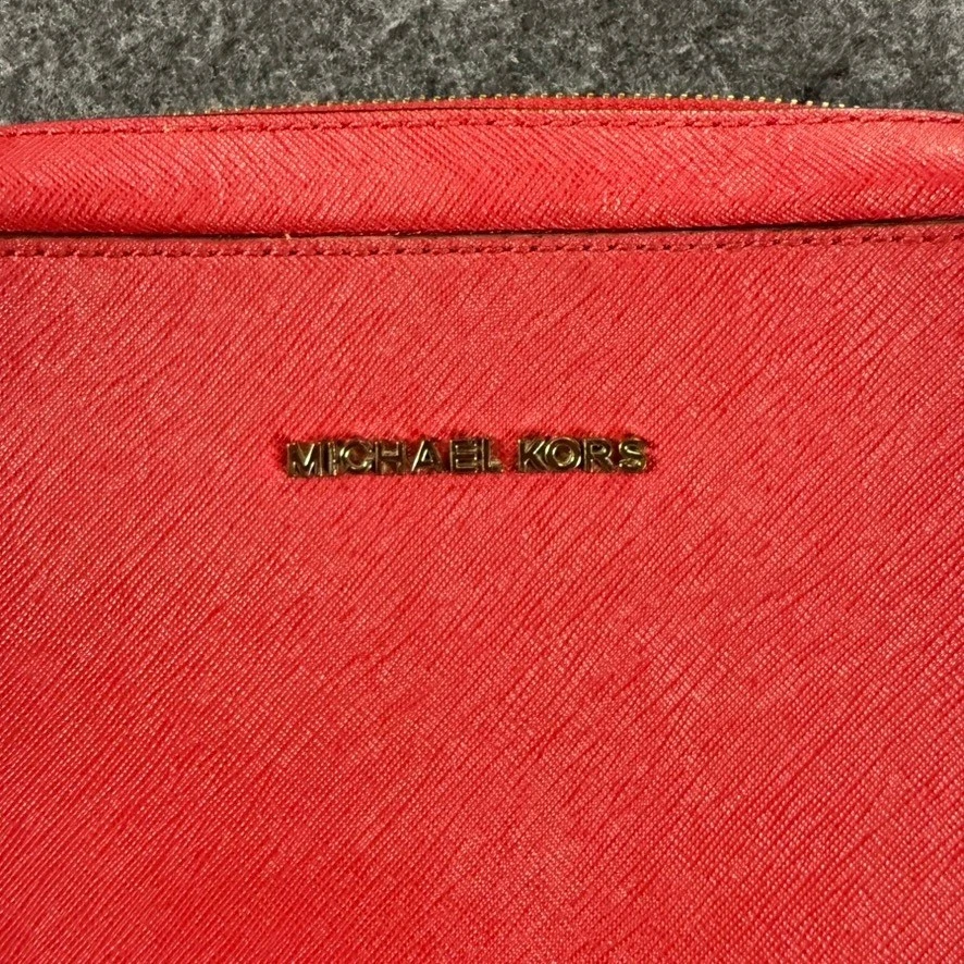 Bolso Bandolera Michael Kors Cuero Rojo Cadena Correa Diseñador Cartera Foto 2 de 4