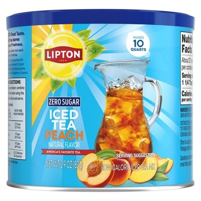 Lipton Diet Peach Iced Tea Mix   10 Quarts Each  Z ero Sugar, Pack of 1