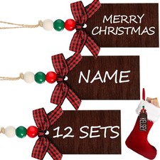 12 Sets Christmas Stocking Name Tags, Xmas Stocking Hanging Tag, Chalkboard T...