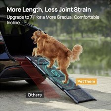 PetThem Dog Ramp for Car 71'' X-Long  17.2" Wide Folding Dog Ramps for Lar