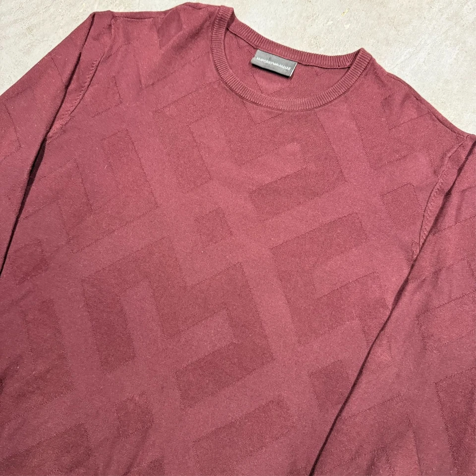 Emporio Armani вязаный свитер с круглым вырезом красный легкий хлопок большой - Изображение 2 из 4