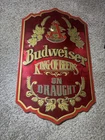 Vintage Budweiser King Of Beers Metal Sign Board Back Embossed Metal 25”x15”