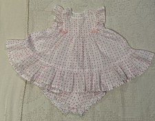Vintage 1980s Baby Girl Pink Ruffle Floral Dress W/Matching Bloomers 3M Ducks