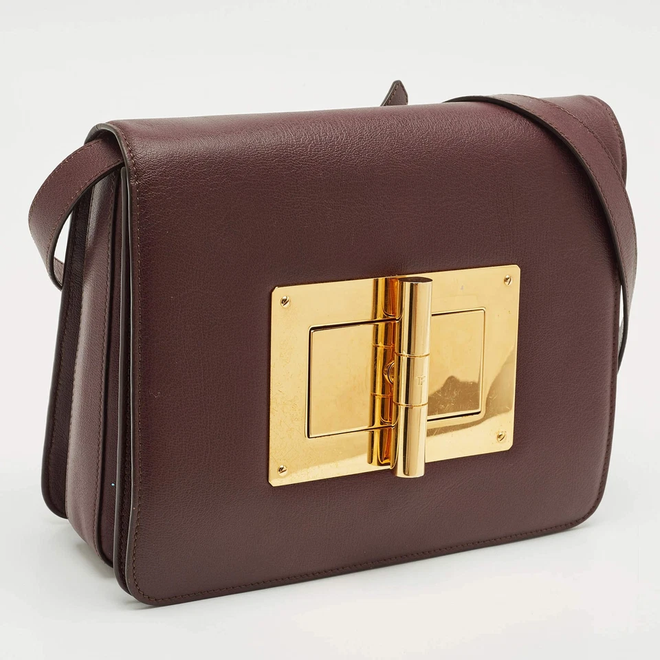 Bolsa de ombro Tom Ford couro borgonha grande Natalia - Imagem 3 de 4