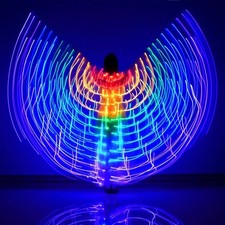 Belly Dance Rainbow LED Wings Halloween Shining Costumes Wings Prop Fancy Ball