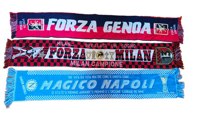 Lot 3 (1990)  Italy Futbol Soccer Scarves Milan Genoa Napoli