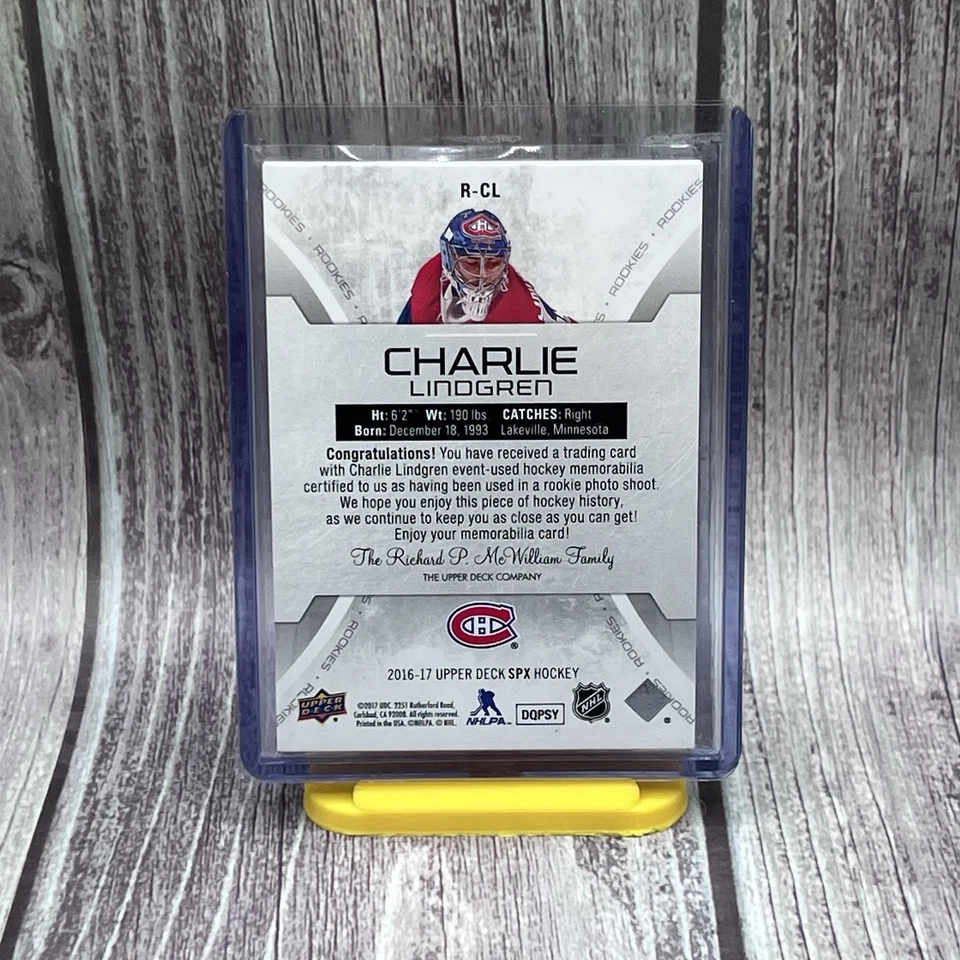 2016-17 SPx Rookies Red Jersey /235 Charlie Lindgren #R-CL RC - Image 2 of 2